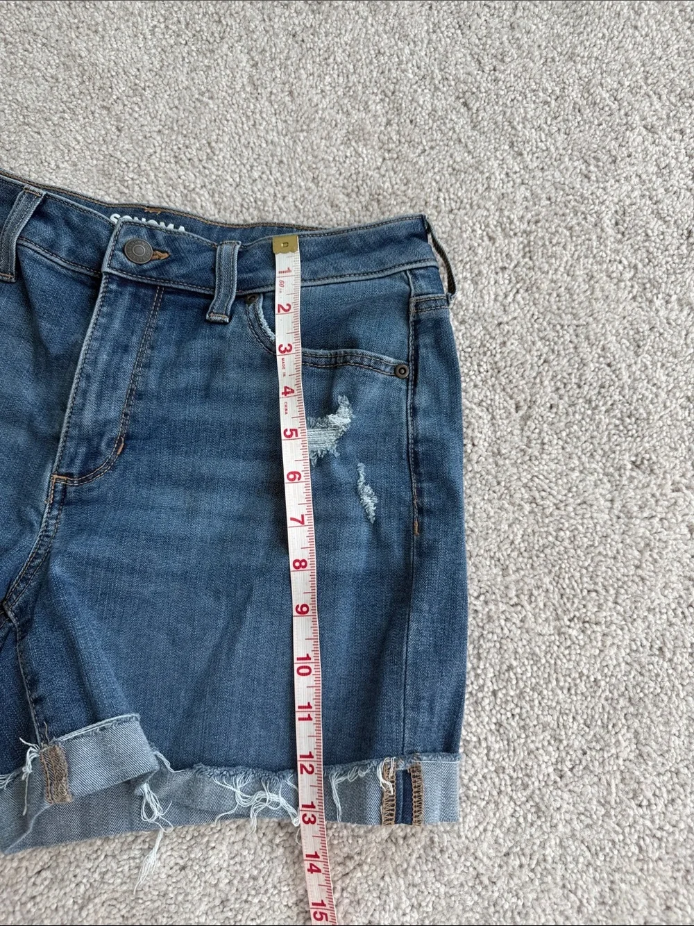 Sonoma Blue Distressed Rolled-Hem Denim Shorts-NWOT- Size 8